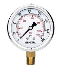 0-160 Psi Glycerin Liquid Filled Air Pressure Gauge, 2.5" Dial Size, 1/4" NPT