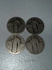 (4) STANDING LIBERTY .90 SILVER QUARTERS 25c US COINS 🔥