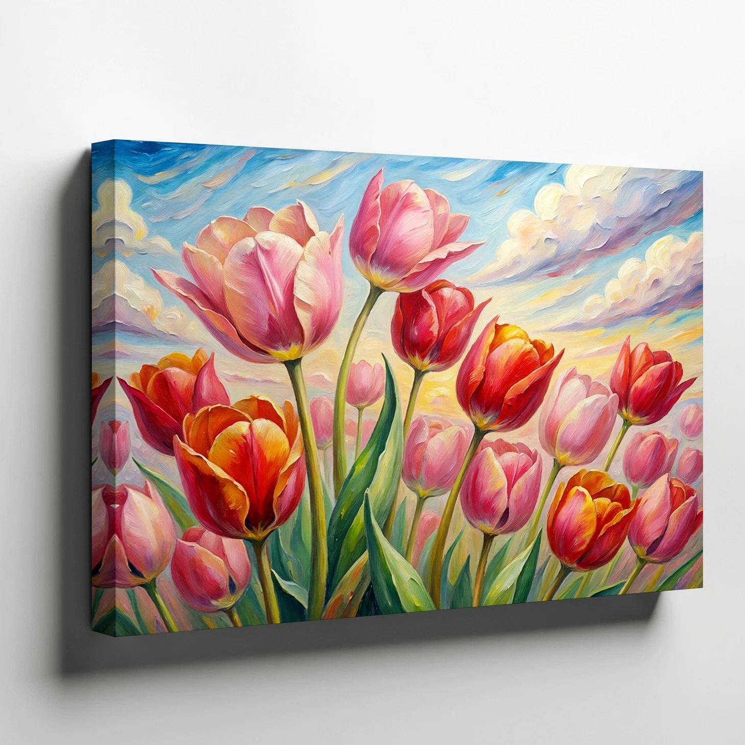 Colorful Tulip Flowers Canvas Wall Art Floral Painting Canvas Print Home Decor
