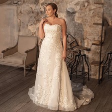 Wedding Dress Plus Size Sweetheart Corset Appliques Detachable Lace Bridal Gowns