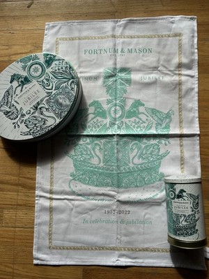 Fortnum & Mason Queen Elizabeth Jubilee Collection: LE biscuit tins & tea towel