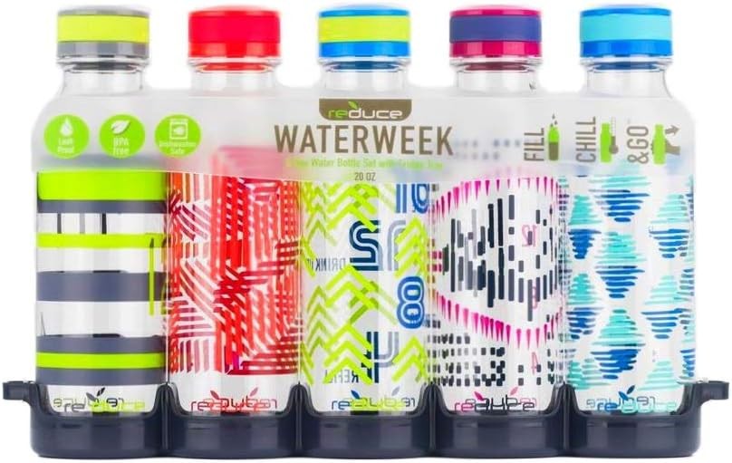  WaterWeek Reusable Water Bottle Set, 20oz - Plastic Reusable Water Bottle