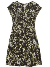 Fat Face Women's Erin Mimosa Jersey Dress Black with Yellow Floral Print Size 12