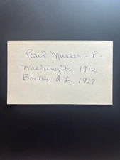 Paul Musser Signed Index Card Senators Red Sox