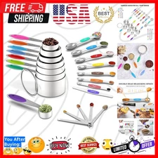 Measuring Cups and Magnetic Measuring Spoons Set, Stainless Steel 8 Measuring...