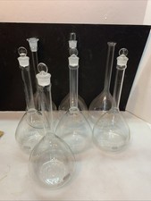 Lot Of 7 Pyrex Kimax 2000-mL Volumetric Flask with 6 Glass Stopper And