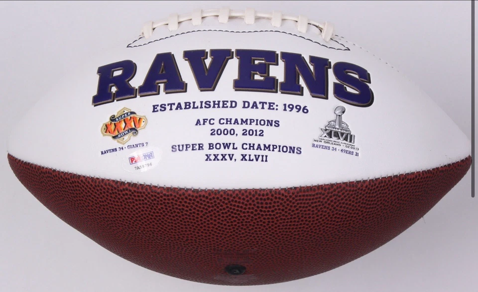 Ray Lewis Signed Baltimore Ravens Logo Football NFL Autograph PSA COA - Image 2 of 2