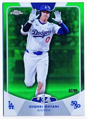 2024 Topps Shohei Ohtani 50/50 HR 34 Chrome Green Refractor #66