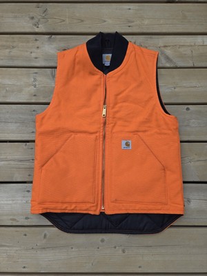 Carhartt Vest Orange Blaze Arctic Quilt Lined Duck Canvas V01 BLZ