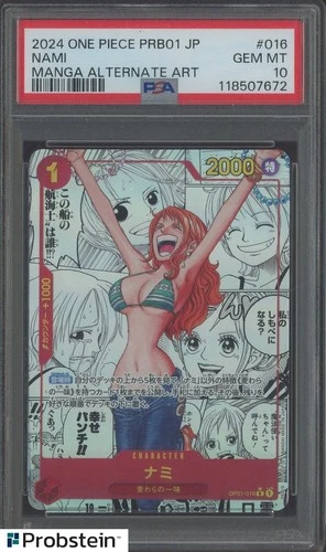 PSA 10 GEM MINT One Piece Nami PRB01 Japanese Manga Alternate Art OP01-016 TCG