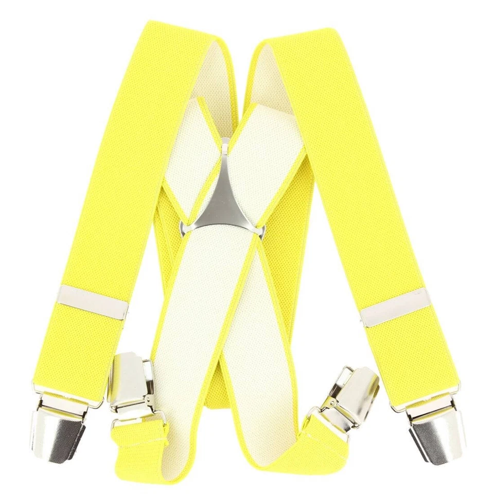 Tony & Paul. Bretelle. 4 clips, Viscose. Jaune canari - Uni - FABRIQUE EN ITAL - Photo 2/4