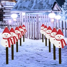 8PC LED Christmas Snowmen Solar Lights Stake Lamp Path Garden Outdoor Xmas Decor