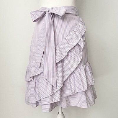 NWT Parker Ruffled Skirt XS Pink Blue Striped Waist Tie Romantic Cottagecore