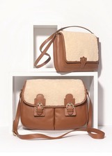 Talbots Nwt Faux Shearling/saddle Brown Leather Large Shoulder/crossbody Bag 