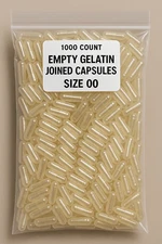 Empty Gelatin Capsules 1000 Count - Size 00 Non-GMO Clear, Joined, Kosher Halal