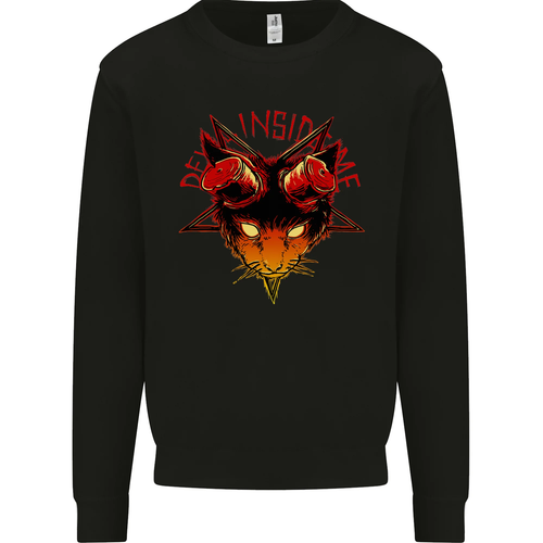 Devil Inside Me Satanic Cat Demon Evil Kids Sweatshirt Boys Girls Jumper - Picture 14 of 97