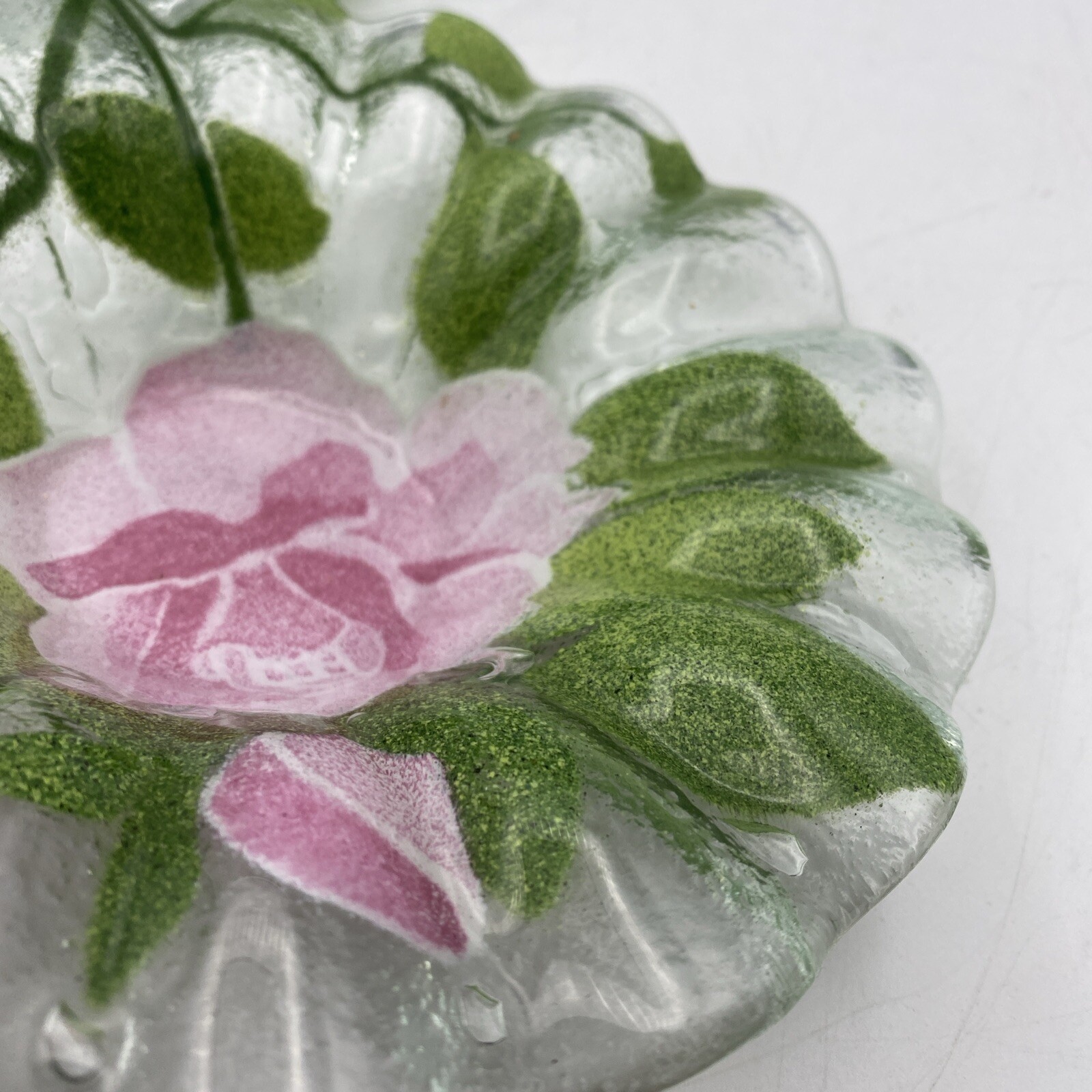 Lot Of 2 Sydenstricker Art Glass Rose Plate And Bowl