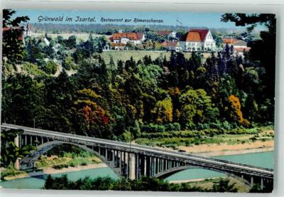 39664959 - 8022 Gruenwald mit Gasthaus zur Roemerschanze und Isarbruecke Verlag
