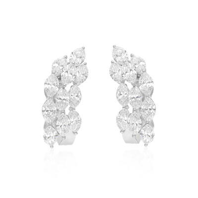 Spectrum 4.33 Ct Natur H/SI Marquise Diamant Huggie Clip Ohrringe 18k Weißgold