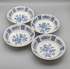 Myott Ironstone Melody Blue White Bowls 6-1/4" England 1982 Set of 4