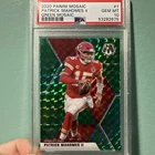Patrick Mahomes 2020 Panini Mosaic #1 Green Mosaic PSA 10 Chiefs Super Bowl MVP!