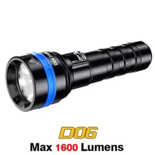 XTAR D06 1600 Lumen LED Force Beam Magnetic Scuba Diving Flashlight Torch 