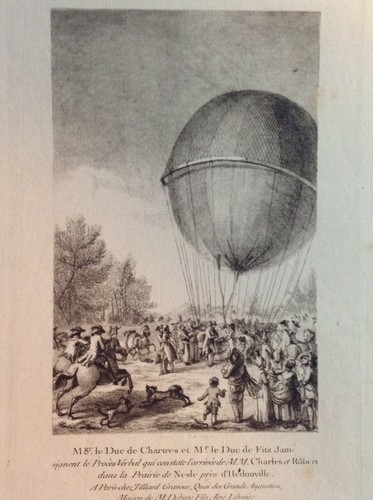 Pallone aerostatico, Champs de Mars, Torre Eiffel 1783 acquaforte PARIGI - 第 1/5 張圖片