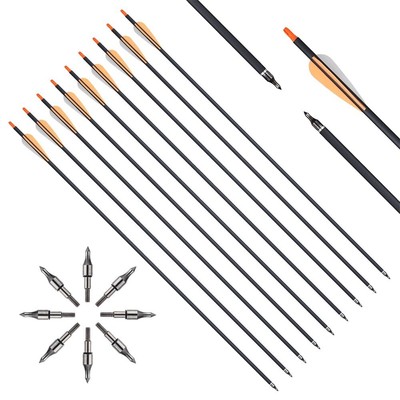6/12/24pcs Mixed Carbon Arrow 31inch Spine 500 Diameter 7.8 Mm 