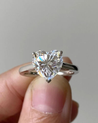 3 Ct Heart-Cut VS2/G Lab Grown Diamond Solitaire Engagement Ring 14k White Gold