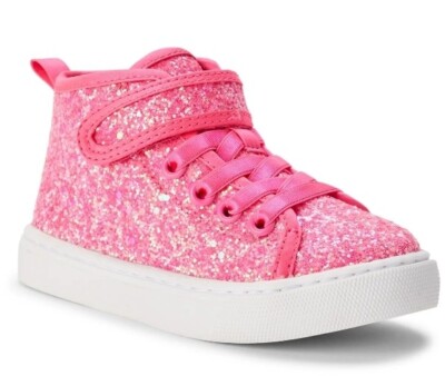 Wonder Nation Toddler Girls Pink Glitter Hi-Top Athletic Sneakers