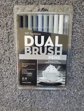 Tombow Dual Brush Pens Art Markers Brush and Fine Tip, Grayscale Palette 