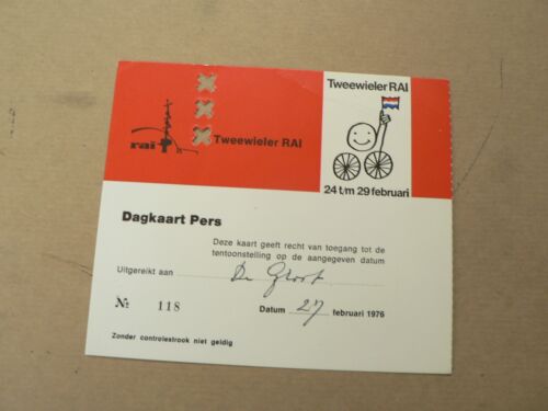 EV-1569 CARD DAGKAART PERS TWEEWIELER RAI 27 FEBRUARI 1976 AMSTERDAM RAI - Afbeelding 1 van 1