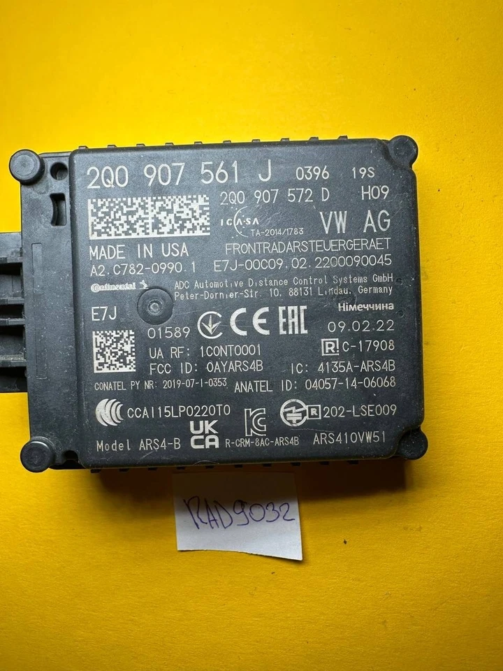 Sensor de radar de distancia de control de crucero OEM para VW Arteon Atlas Taos Tiguan 2Q0907561J Foto 2 de 4
