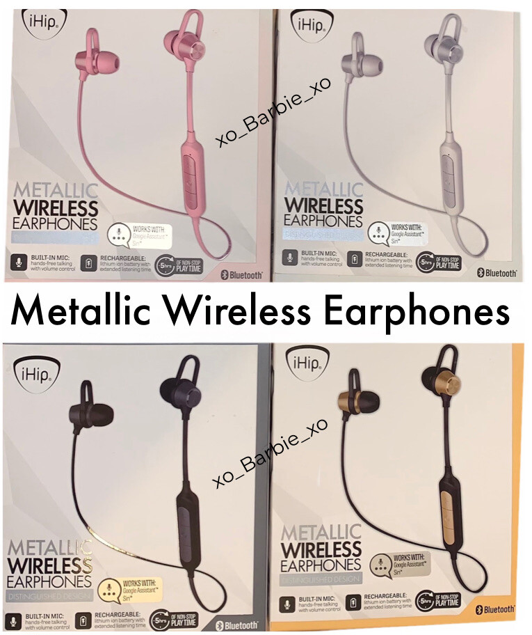 IHIP Wireless Earphones Headphones Bluetooth Metallic Earbuds BNIB