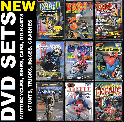 Full Throttle (Sets of 2 and 4 DVDs) Stunts/Tricks, Crashes, Races, Bikes, Cars