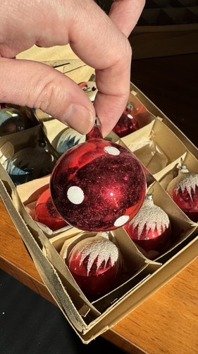 12x Vintage MCM Christbaum Glas Original Kugeln Deko Antik Polen - Bild 5 von 14