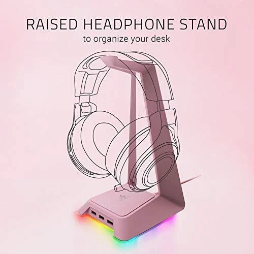 Razer Base Station Chroma Headphone Stand w/USB Hub Quartz Pink