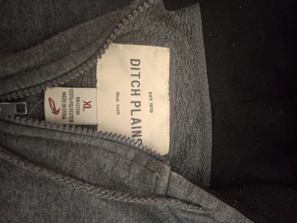 Sudadera con capucha y cremallera Ditch Plains New York para adultos talla XL gris Foto 2 de 4