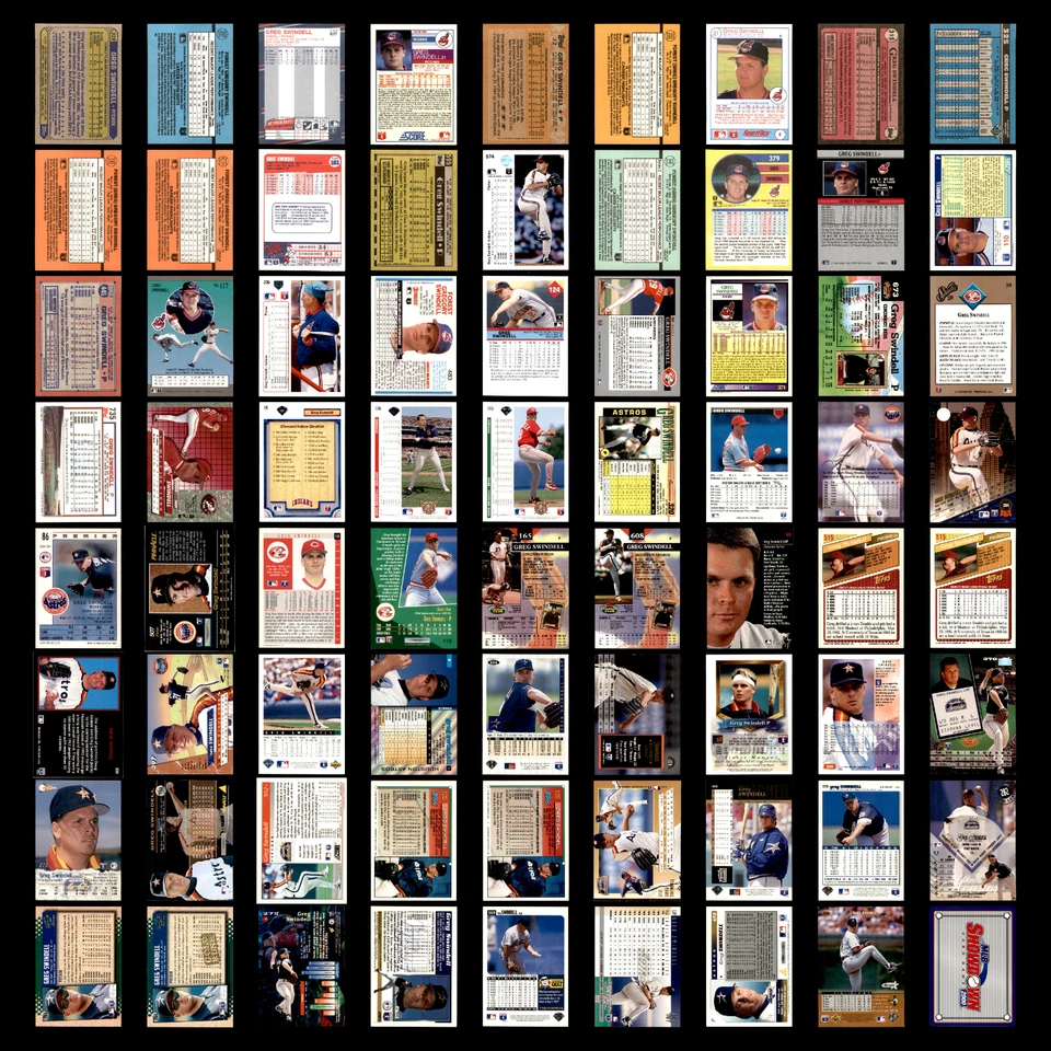 Lote 72 tarjetas de béisbol Greg Swindell novato diferentes 1987 (RC)-2000 indios/rojos/HOU Foto 2 de 4