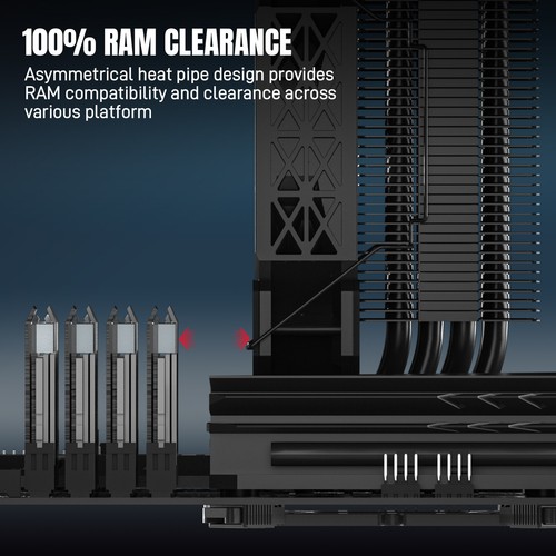 Enfriador de aire de CPU Darkrock DK4 para ventilador silencioso PWM 180 W TDP AM5/AM4 y LGA 1700/1200 - Imagen 4 de 9