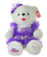 20" LARGE 2024 Walmart CHRISTMAS TEDDY BEAR White Purple Dress GIRL *MORE AVAIL