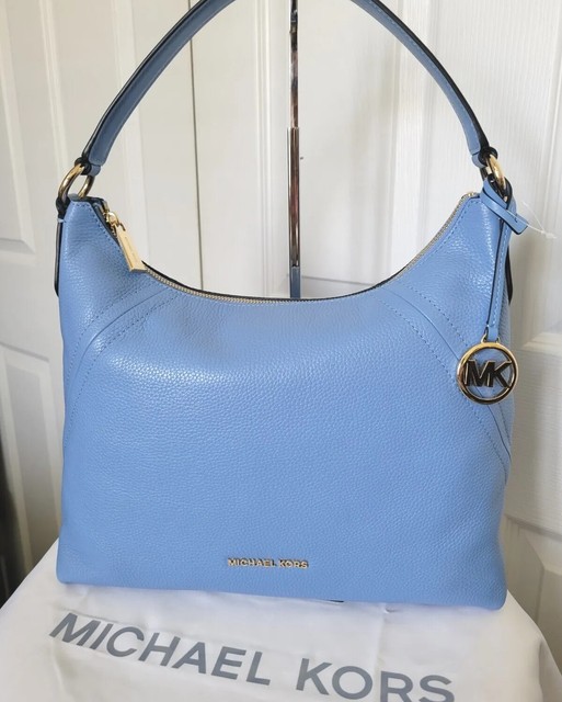 Michael Kors Aria Pebble Leather Shoulder Bag 30T9SXAL3L Pearl Grey