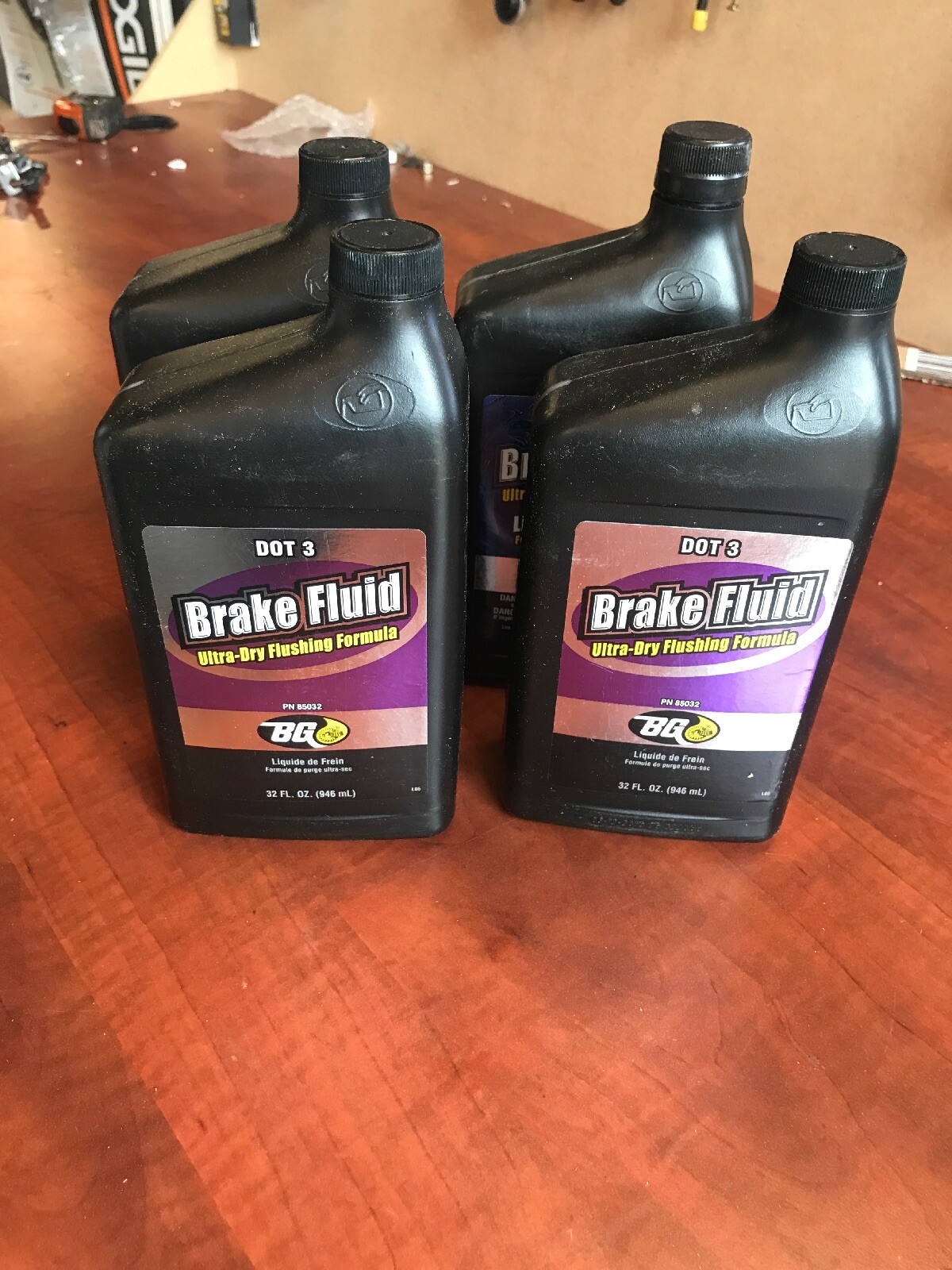 New 4x Genuine BG Dot 3 Brake Fluid Ultra Dry Flushing Formula PN