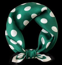 100 Silk 20" small square Scarf Women neckerchief Wrap Polka Dot green zt133