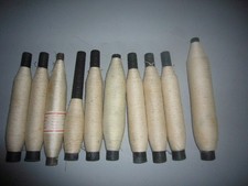 Lot de 10 bobines de fil blanc filature couture mercerie industriel usine déco