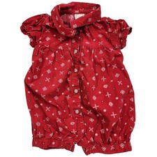 Vintage Gymboree Red Medallion Bandana Cotton Bubble Romper 0-3 Months 2001 Y2K
