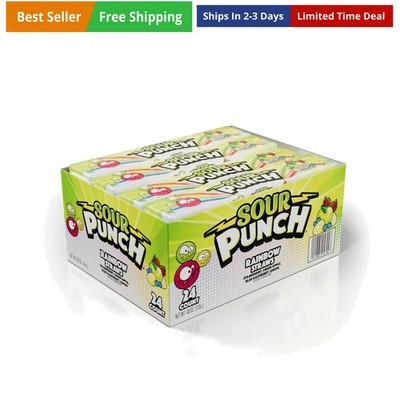 Straws, Rainbow Fruit Flavors, Chewy Sweet & Sour Candy, 2oz Tray 24 Pack