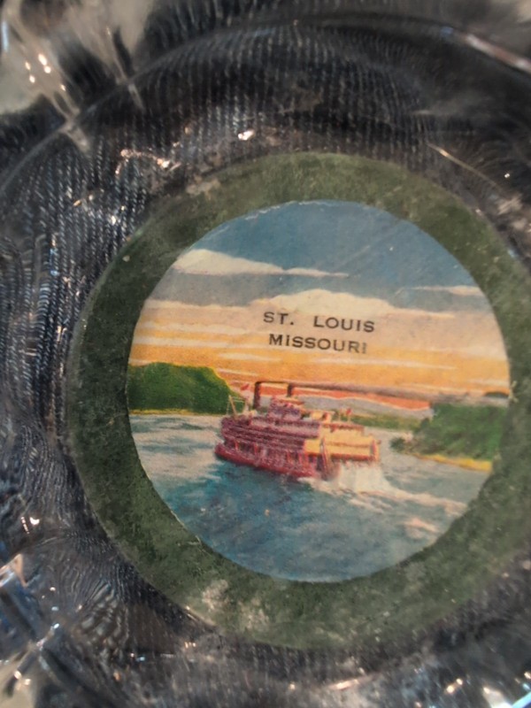 Vintage Ashtray St. Louis Missouri 1950s/60s River Boat Scene Souvenir Trinket .