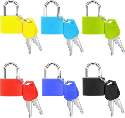6 Pack Mini Padlocks with Keys Small Travel Luggage Locks Multicolor Set
