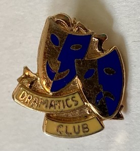 Gold Tone Enameled Dramatics Club Comedy Tragedy Masks Lapel Pin
